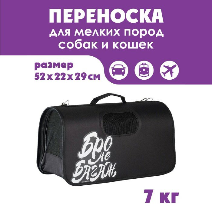 Сумка-переноска раскладная Пушистое счастье "Бро не багаж", 52х22х29 см