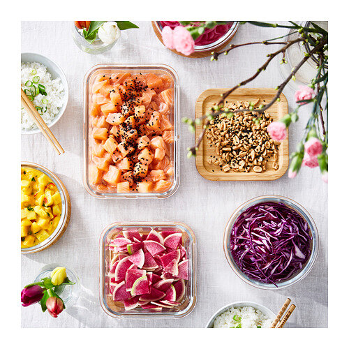 Контейнер для еды IKEA "365", термостойкий, бесцветный, стекло, 1 л — фото 1