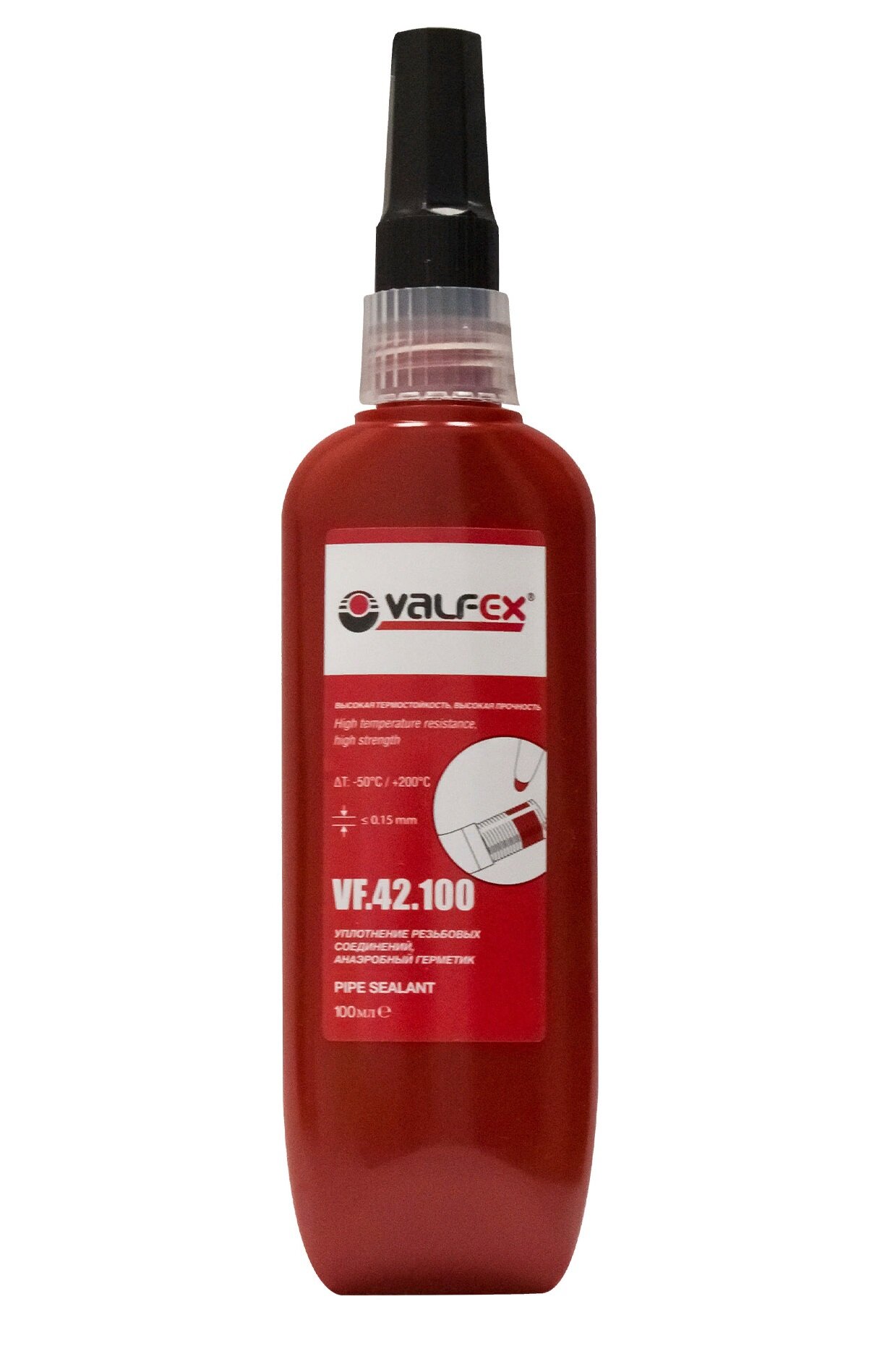 Сантех VALFEX анаэробный клей-герметик красный тюбик 100 мл демонтаж с нагревом VF.42.100