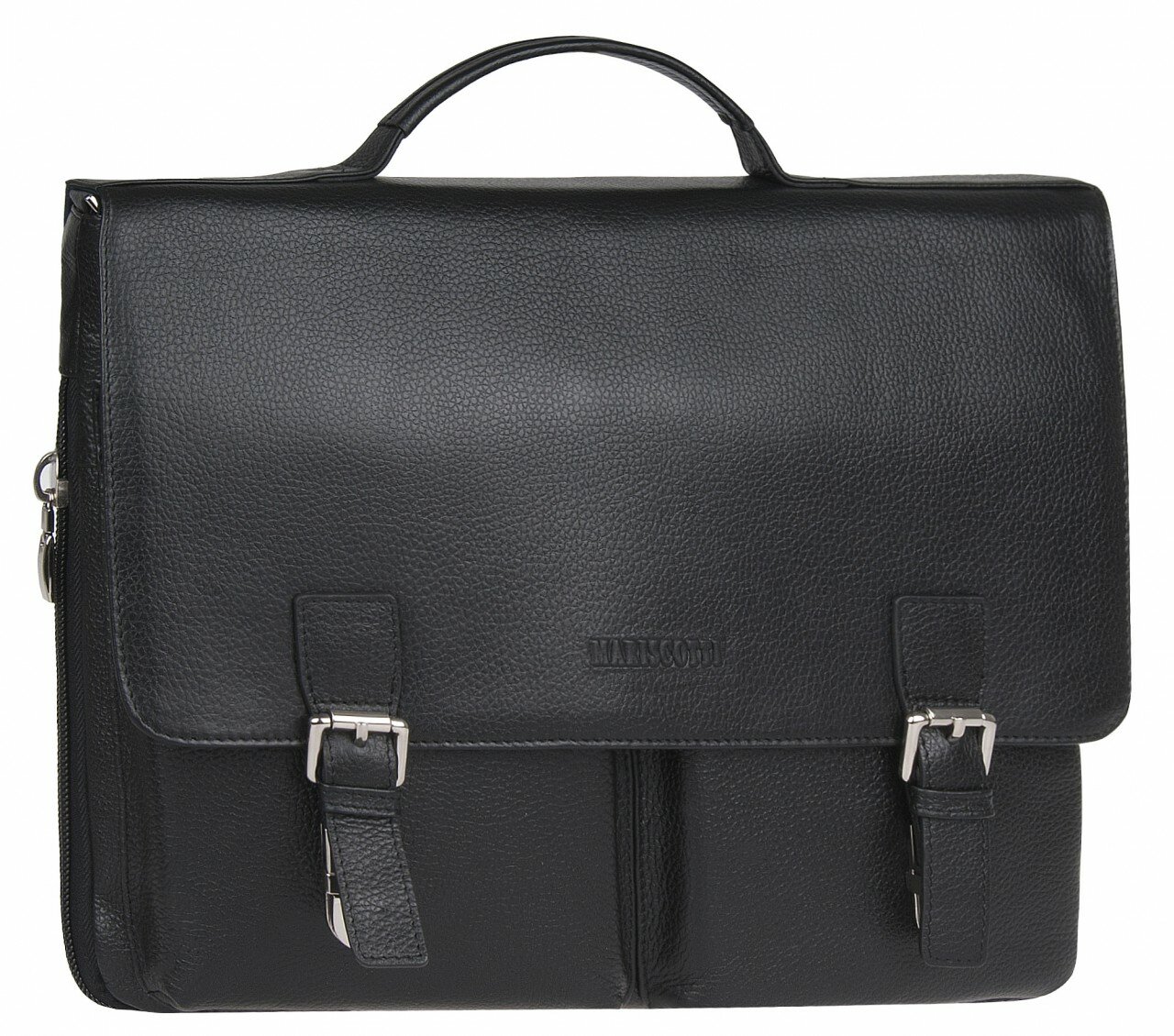 Портфель Franchesco Mariscotti, фактура зернистая, черный — фото 1