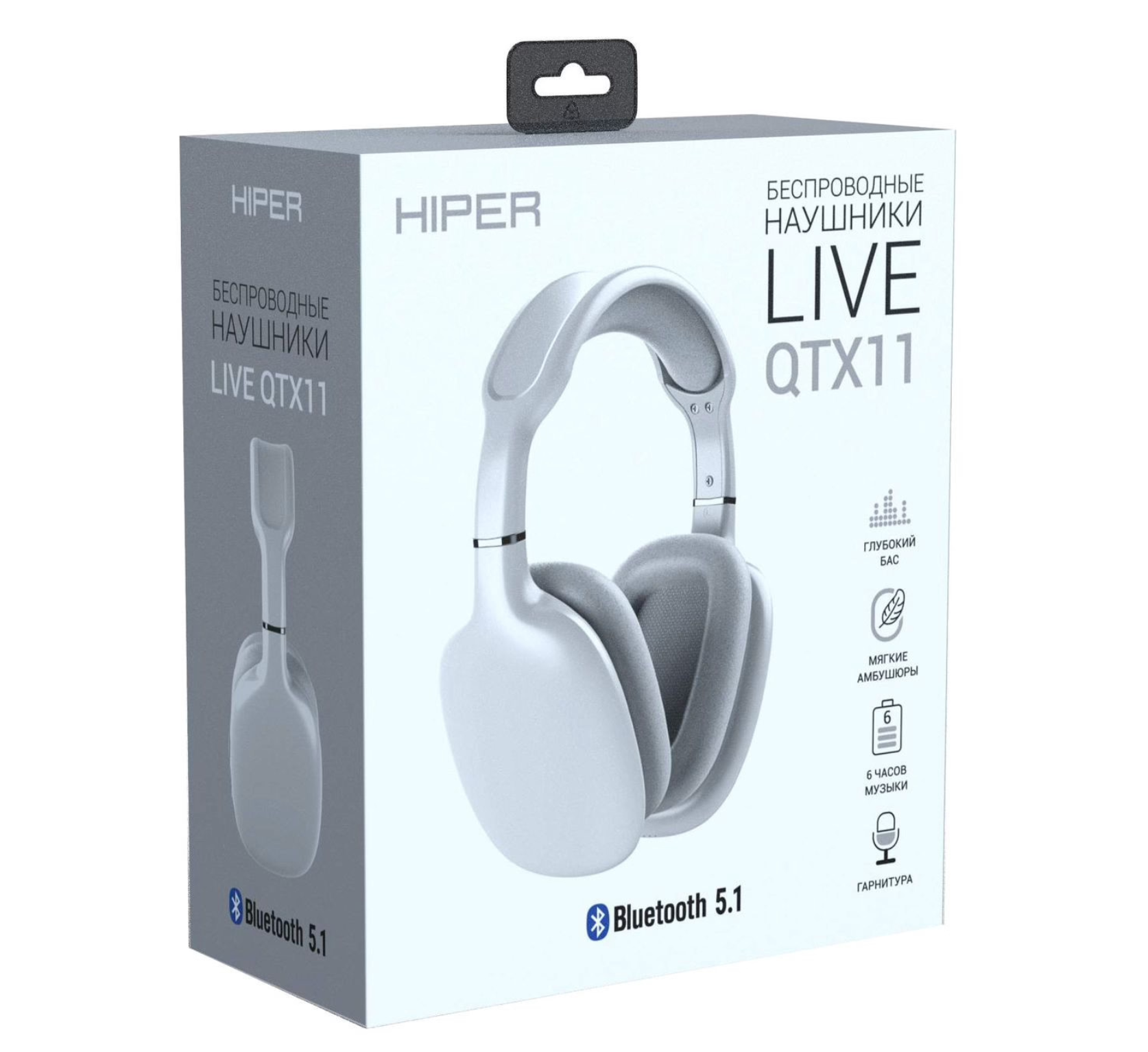 Наушники накладные Bluetooth HIPER Live белый (HTW-QTX11 ) — фото 6