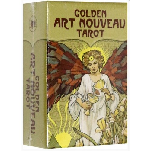 Golden art nouveau tarot (78 Gold Print Tarot Cards with Instructions) golden art nouveau tarot cards mystical guidance divination entertainment partys board game supports wholesale 78 sheets box