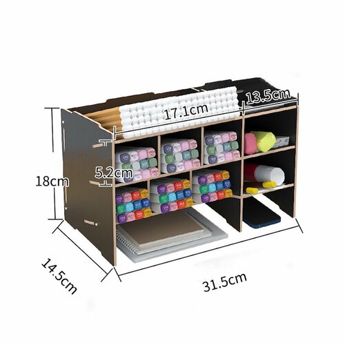 Органайзер для канцелярии настольный, подставка для карандашей, маркеров и ручек, черный