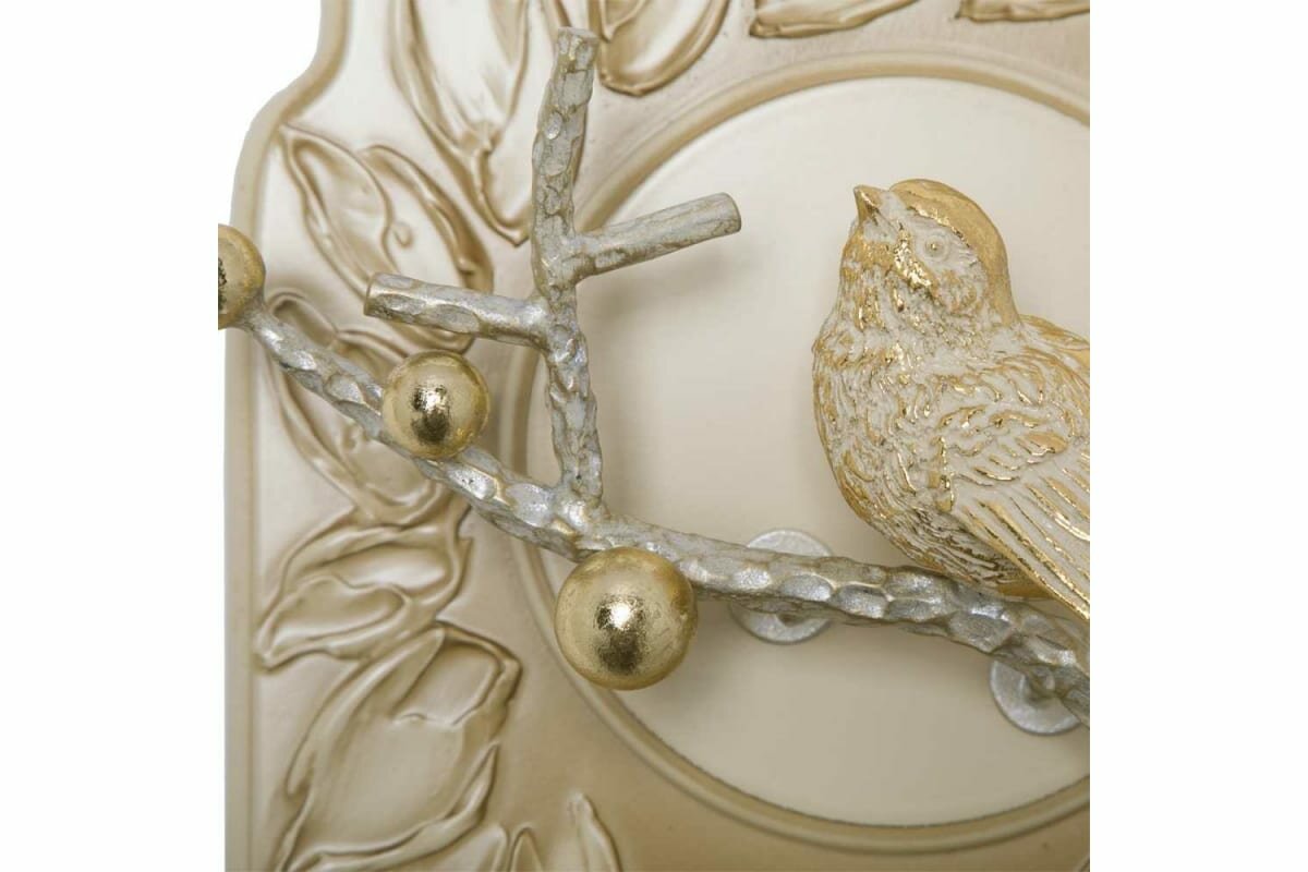 Полка - ключница Птичка Терра (мини) Айвори Мраморное золото Hoff - фото №16