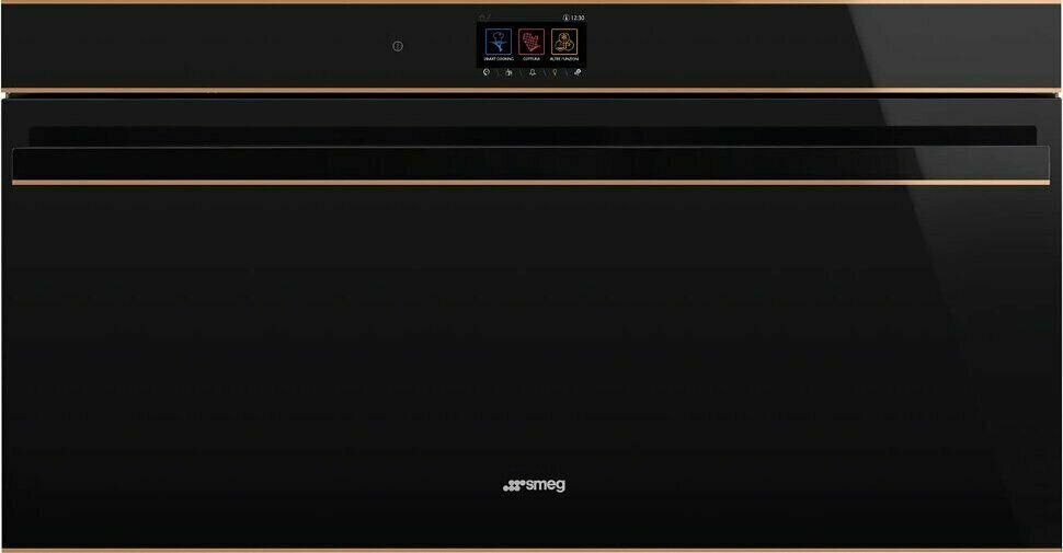 Многофункциональный духовой шкаф Smeg SFPR9604TNR, черный, 90 см, сенсорный дисплей, 150 автоматических рецептов