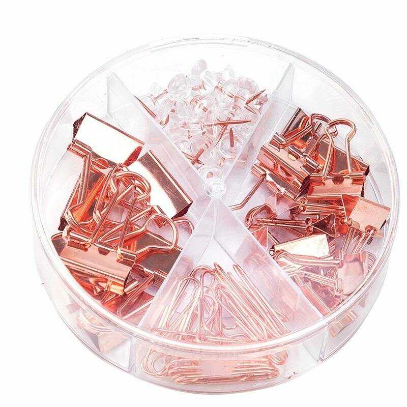 фото Набор канцелярский Deli 4 отделения (кнопки 20 мм, скрепки 29 мм, зажимы 19 мм/15 мм)