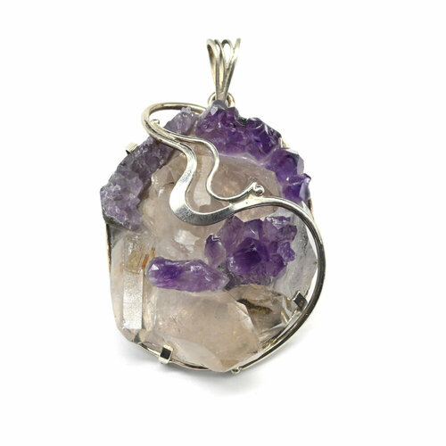 фото Подвеска кулон из горного хрусталя и аметиста 38*49мм.