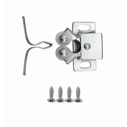 Защелка роликовая для дверей накладная 1 шт, саморезы 4 шт. OTLEX мебельная замок защелка, 29х30х29 мм, металл, цвет никель
