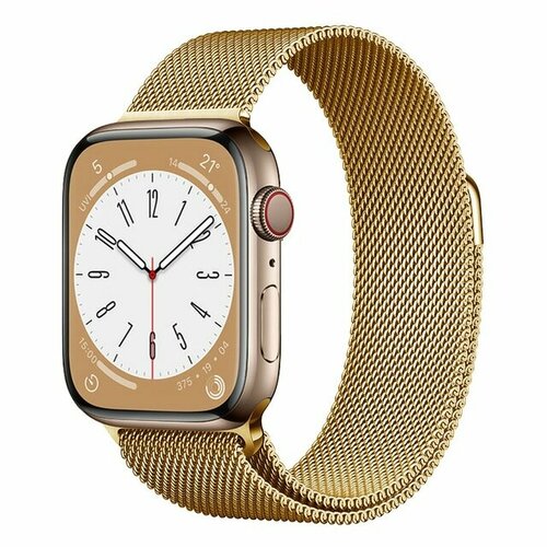 Ремешок миланcкий из нержавеющей стали Milanese Loop для Apple Watch 42/44/45/49 мм, на магните, золотой (9) сетчатый браслет миланская петля для apple watch 42 44 мм серебристый