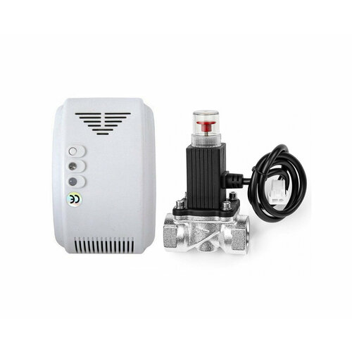 Сигнализатор загазованности с запорным газовым клапаном Straz GAZ-Клапан (3-4) (S19275STR) для газовой плиты на кухне. Газоанализатор датчик утечки газа bradex страж