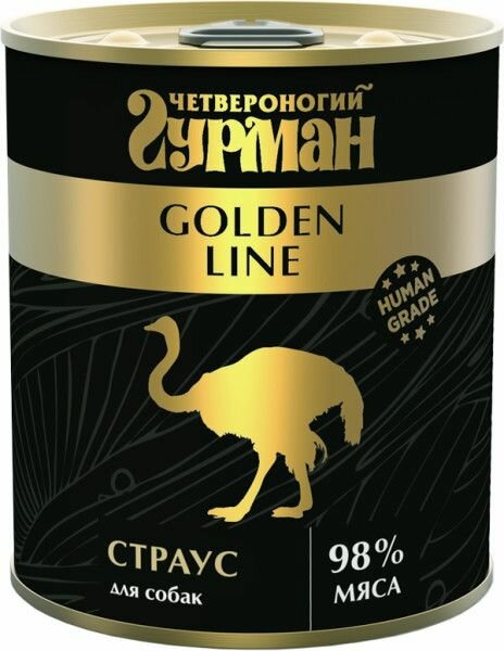 Четвероногий Гурман Консервы для собак Golden Страус натуральный в желе 340 г