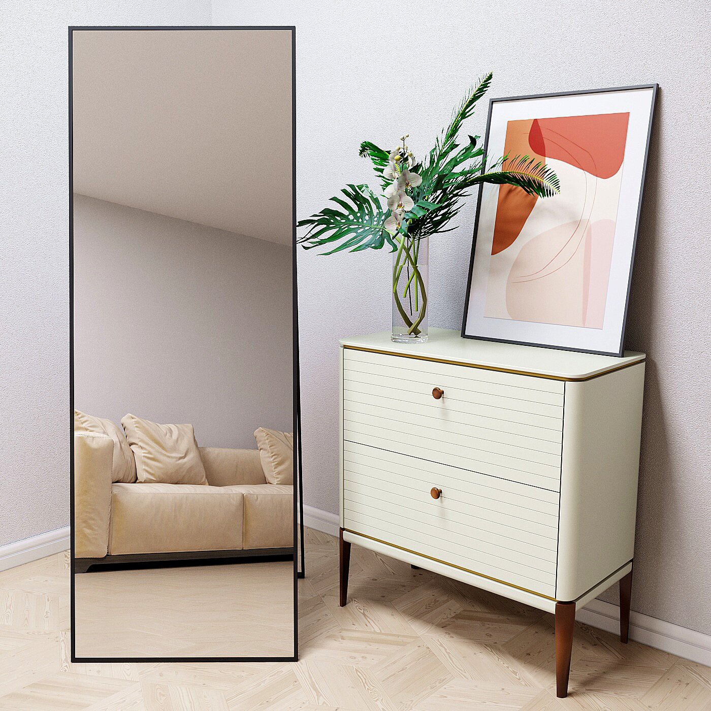 фото Зеркало напольное в алюминиевой раме ONE MARKET , 170х70 см. Серебро