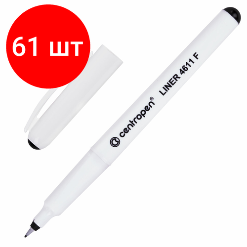 Комплект 61 шт, Ручка капиллярная (линер) черная CENTROPEN Liner, трехгранная, линия письма 0.3 мм, 4611, 2 4611 0112