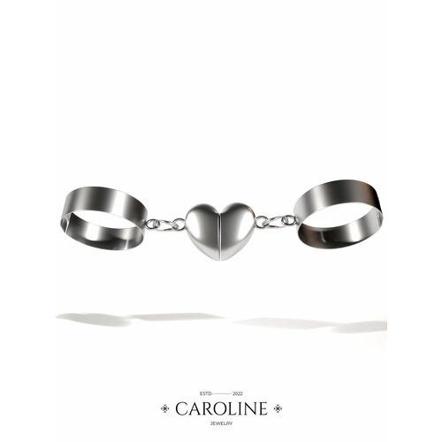 фото Кольцо на два пальца caroline jewelry, металл, безразмерное, серебряный