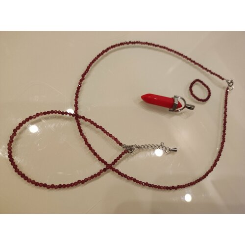 Комплект бижутерии Boozeeldo, размер кольца 20, размер браслета 17 см, размер колье/цепочки 36 см, красный