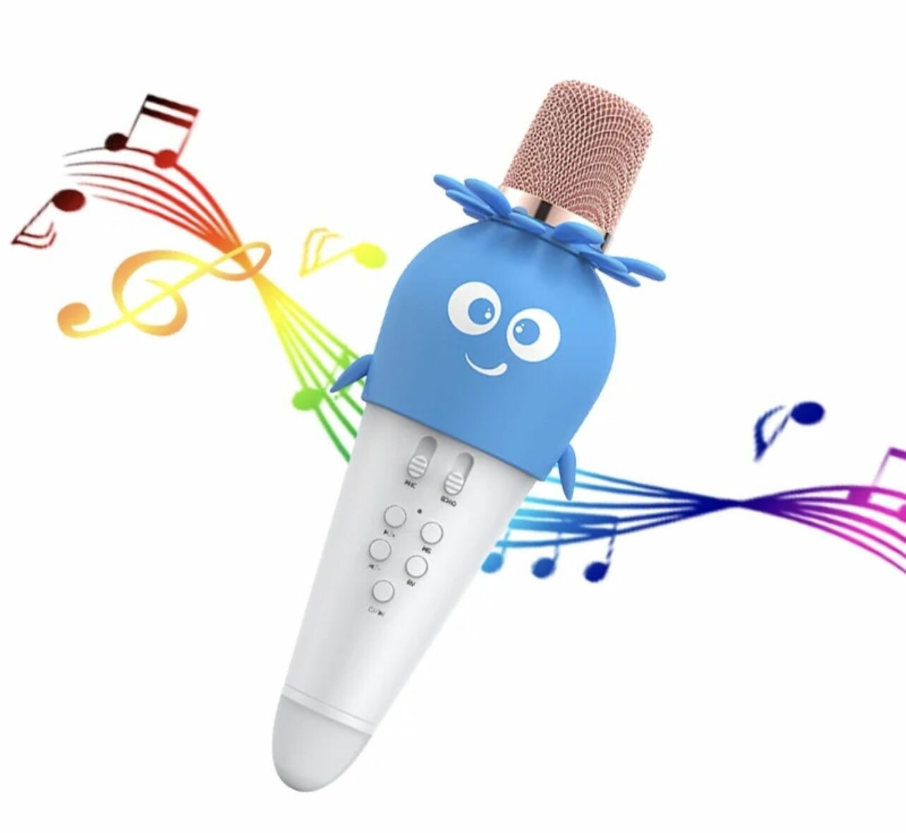 Детский беспроводной блютуз микрофон для караоке К5, голубой