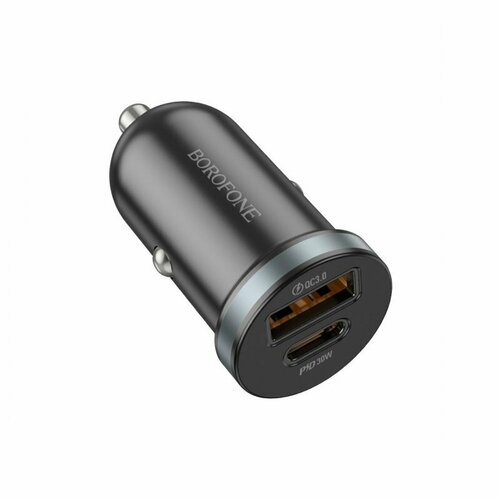 Автомобильное зарядное устройство (АЗУ) Borofone BZ22 QC 3.0 (USB+Type-C) 3 А, черный автомобильное зарядное устройство кабель type c to type c borofone bz21 48w pd30w qc3 0 1м черное