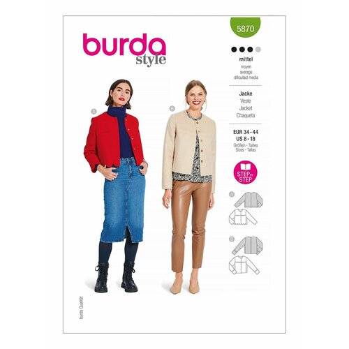 Выкройка BURDA №5870 Жакет с круглым вырезом