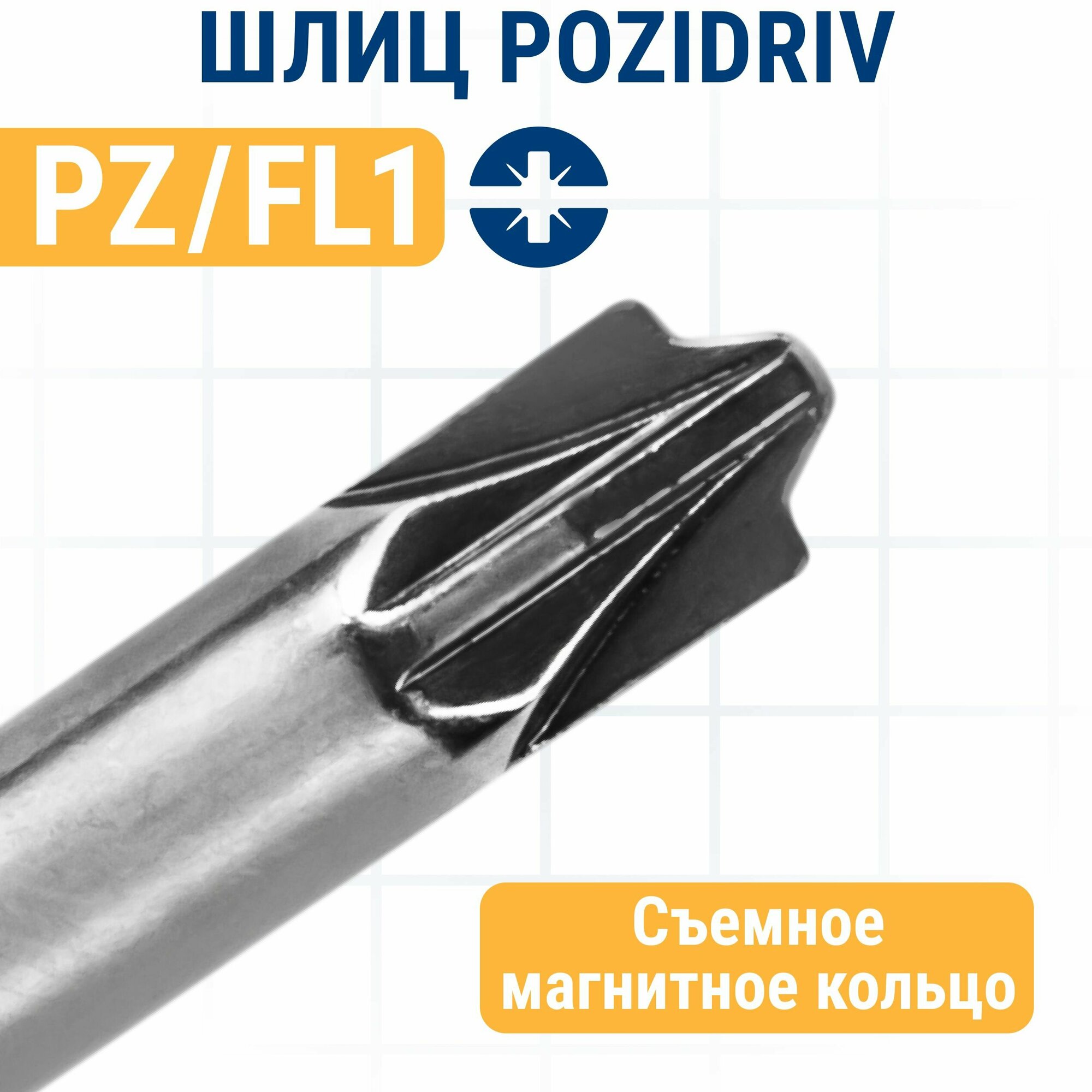 Биты для шуруповерта/биты отверточные PZ/FL1 х 50мм ПРАКТИКА Профи для электротехнических работ 2 шт