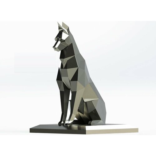 Полигональная фигура стальной Доберман, геометрический полигональный металлический декор интерьера