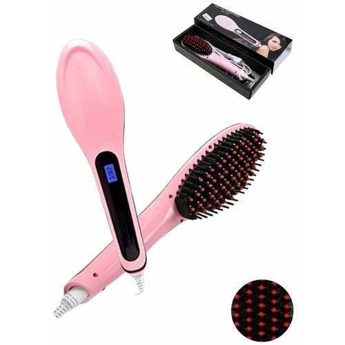 Выпрямитель для волос Электрическая расческа-выпрямитель розовый 497₽