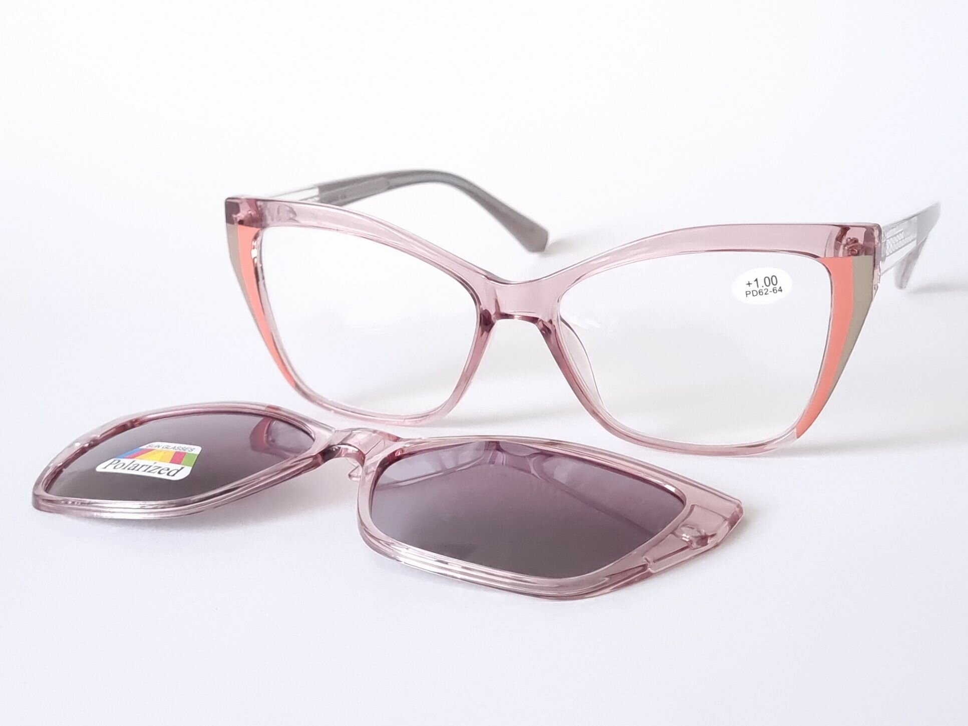 Готовые очки Focustoday с поляризационной насадкой / женские солнцезащитные очки / готовые очки для коррекции зрения 2073 c1088+175
