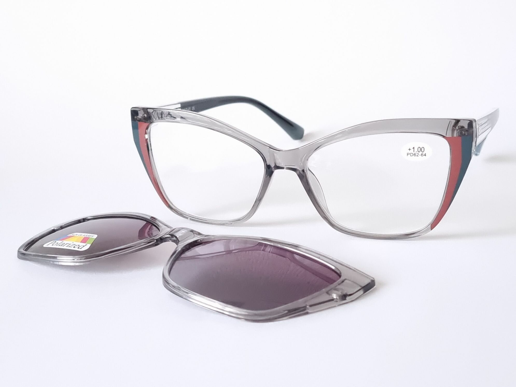 Готовые очки Focustoday с поляризационной насадкой / женские солнцезащитные очки / готовые очки для коррекции зрения 2073 серый-4