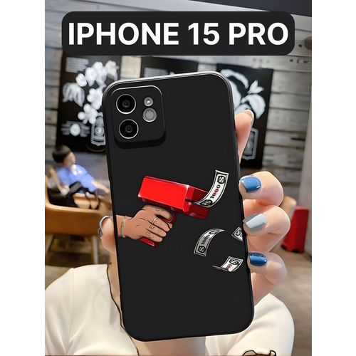 Защитный чехол на айфон 15 про силиконовый противоударный бампер для Apple iphone 15 Pro с защитой камеры, чехол на iphone 15 Pro, черный