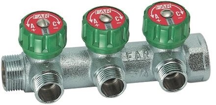 Регулирующий коллектор 3/4"х1/2" с 3 отводами FAR FK 3822 3412 евроконус