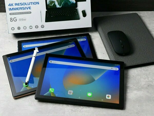 Планшет W&O 8 / Планшет с клавиатурой, чехлом-книжкой, стилусом и беспроводной мышкой / черный