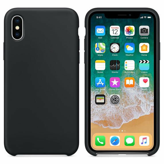 Силиконовый чехол для iPhone X/XS, Silicone Case, черный