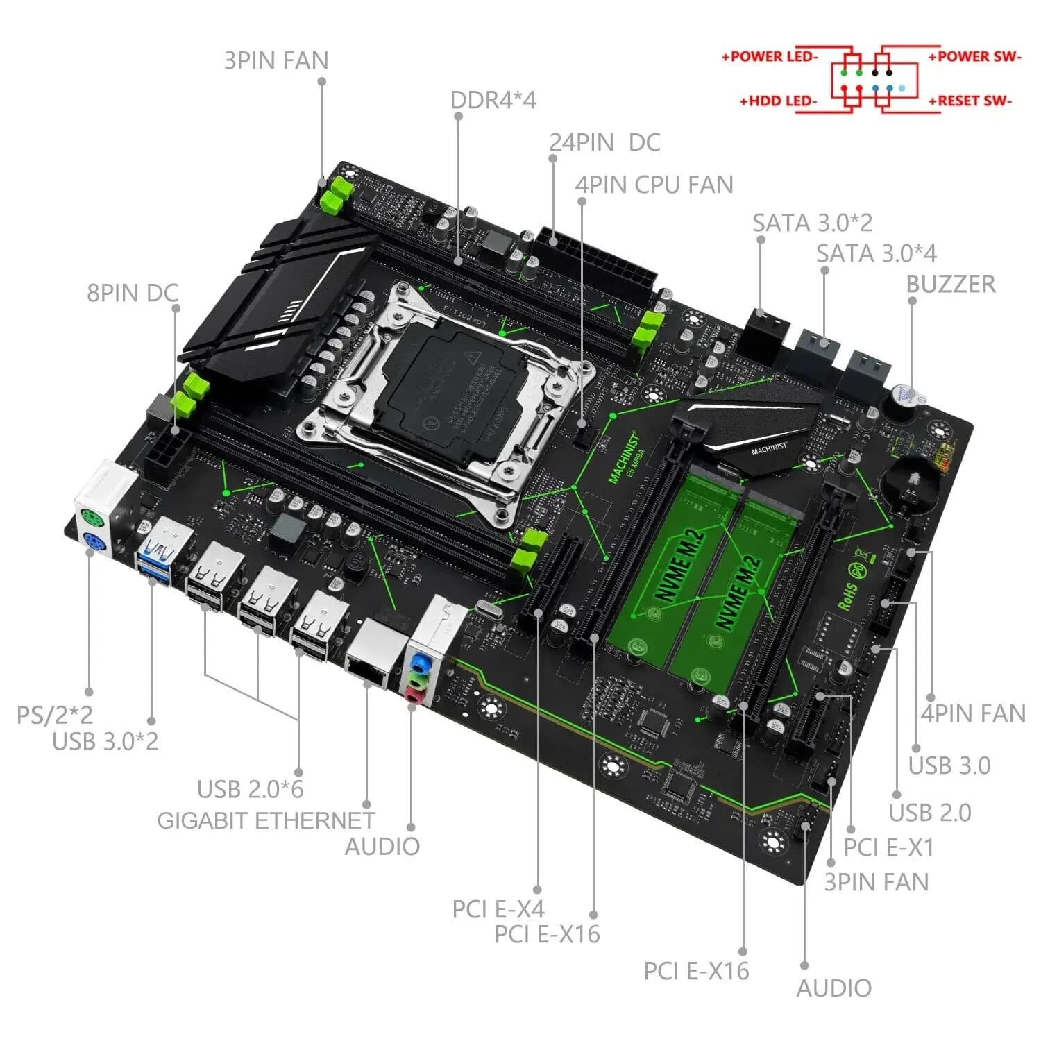 Материнская плата Machinist X99 MR9A