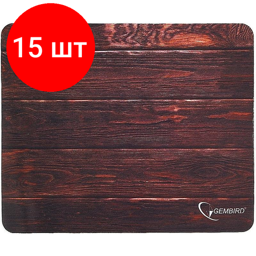 Комплект 15 штук, Коврик для мыши Gembird MP-WOOD, дерево, 220x180x1мм, полиэстер+резина