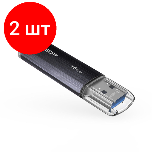 комплект 3 штук флеш память silicon power blaze b05 16gb usb 3 2 g1 ч sp016gbuf3b05v1k Комплект 2 штук, Флеш-память Silicon Power Blaze B02 16GB USB 3.2, черный, пластик