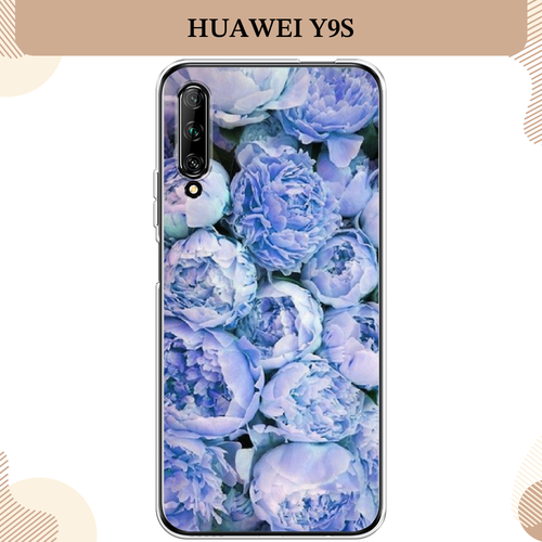 Силиконовый чехол Пионы голубые на Huawei Y9s / Хуавей Y9s силиконовый чехол акварельные пионы на huawei y9s хуавей y9s