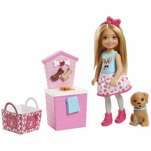 игровой набор barbie бруклин кемпинг кукла с питомцем и аксессуарами hdf74 Barbie - Игрушка Barbie Челси и щенок №2 - Блондинка