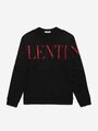 Black and Red Logo Printed Cotton Blend Sweatshirt