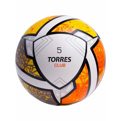 Мяч футб. TORRES Club, F323965, р.5, 10 пан, ПУ, гибрид. сшив, бел-оранж-желт