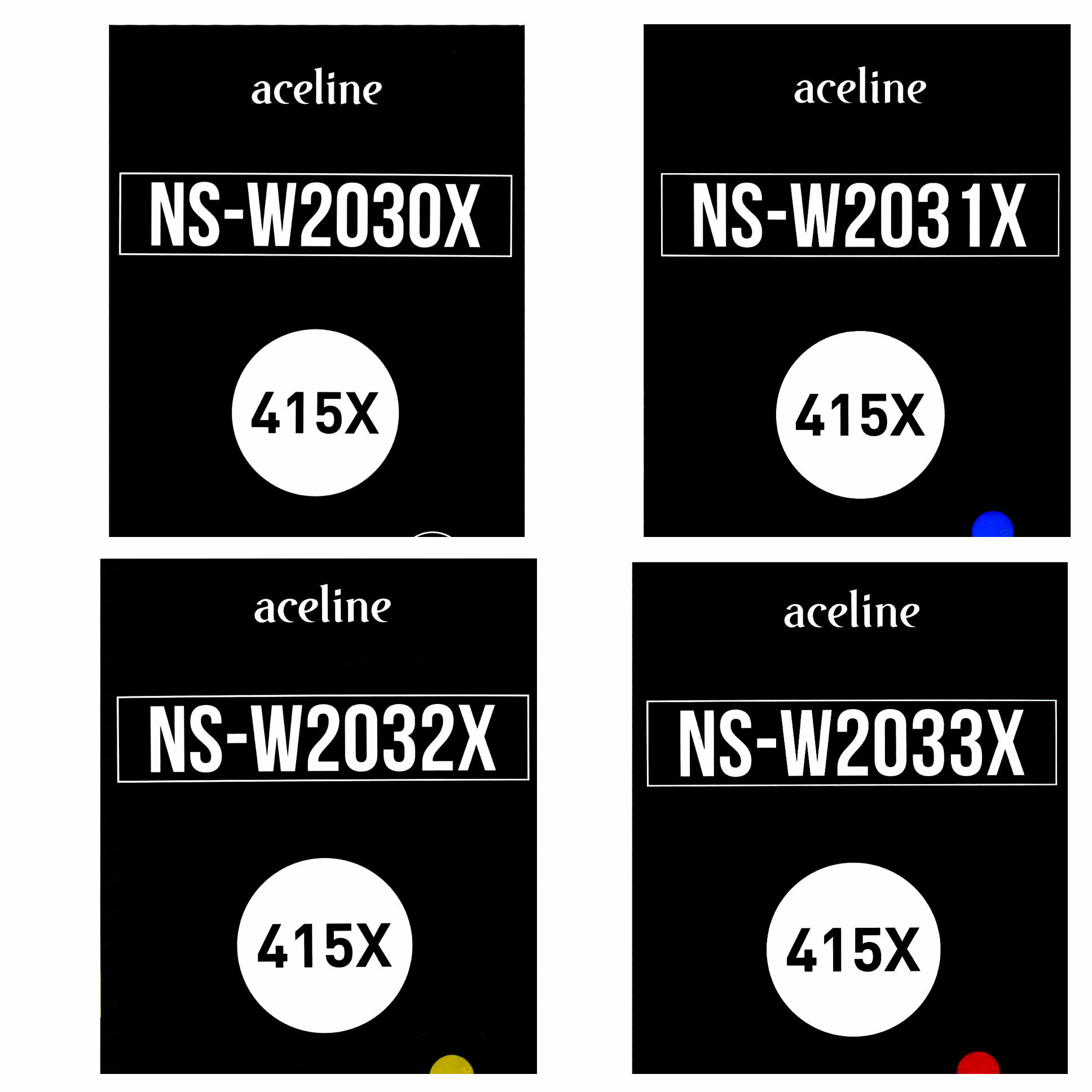 Комплект совместимых лазерных картриджей Aceline (415X) для HP, 4 картриджа с чипом
