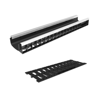 Лоток водоотводный пластиковый усиленный DN150 высота 102 мм с решеткой чугунной щелевой решеткой и крепежом класс  ...