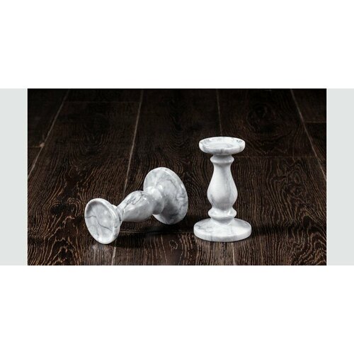 Комплект подсвечников Camellia серый мрамор 5160₽