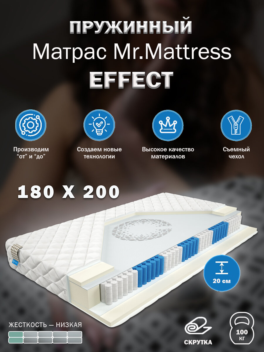 Матрас Mr.Mattress Effect, 180x200 см, пружинный