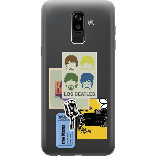 Силиконовый чехол на Samsung Galaxy J8, Самсунг Джей 8 с 3D принтом Beatles Stickers прозрачный силиконовый чехол на samsung galaxy j8 самсунг джей 8 с 3d принтом stormtrooper stickers прозрачный