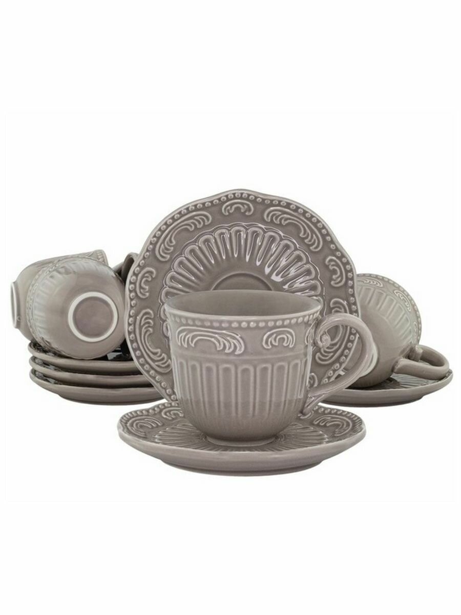 Чайный набор керамика, чашка с блюдцем 12 предметов