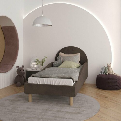 Детская кровать мягкая с бортиками 90x200 Солнышко цвет Коричневый