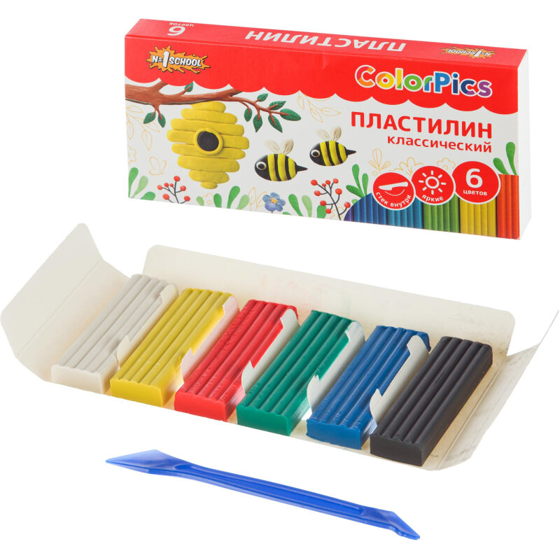 Пластилин №1 School ColorPics набор 6цв 120г со стеком