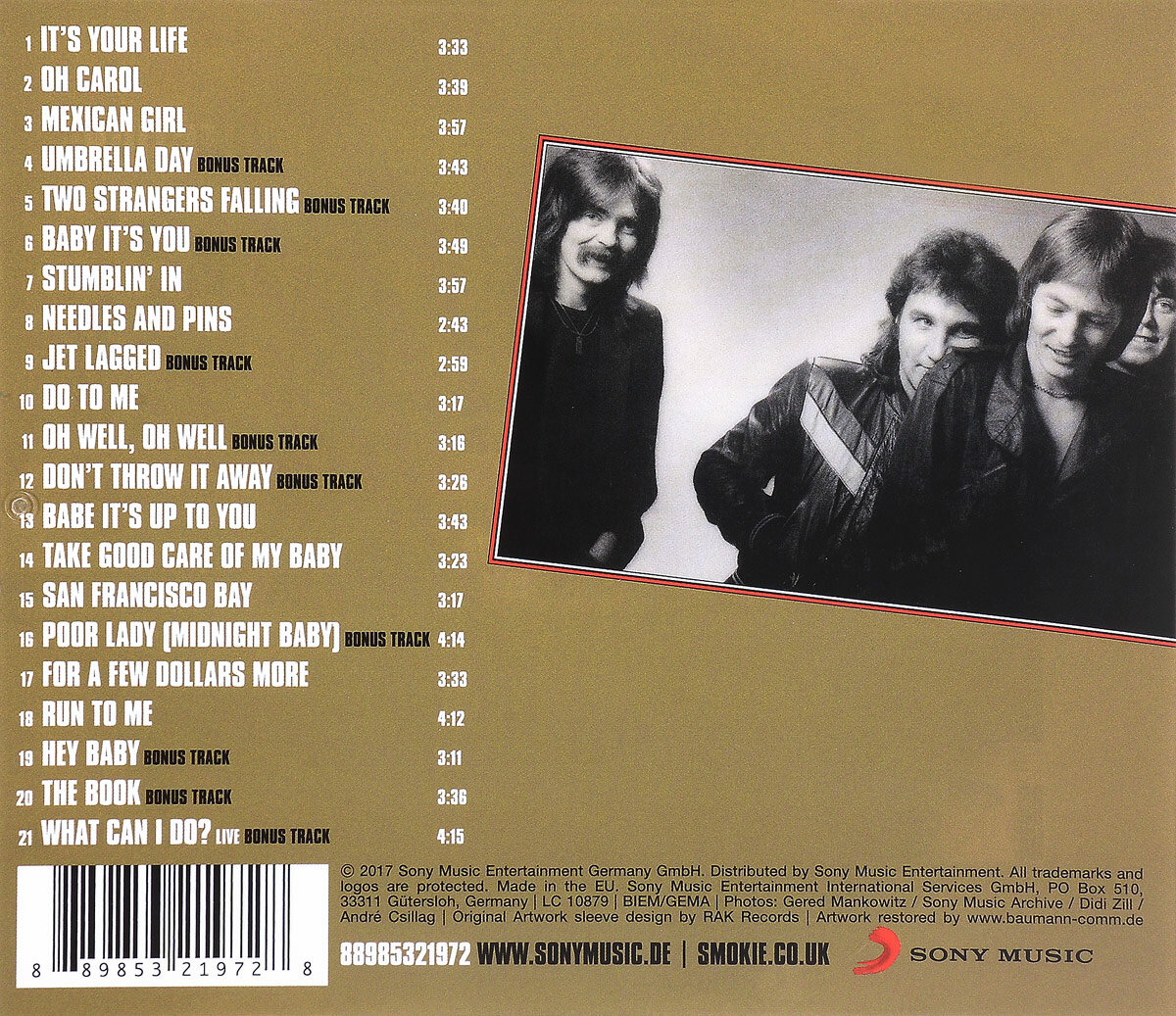 Компакт-диски, Sony Music, SMOKIE - Greatest Hits Vol. 2 Gold (CD) Медиа - фото №2