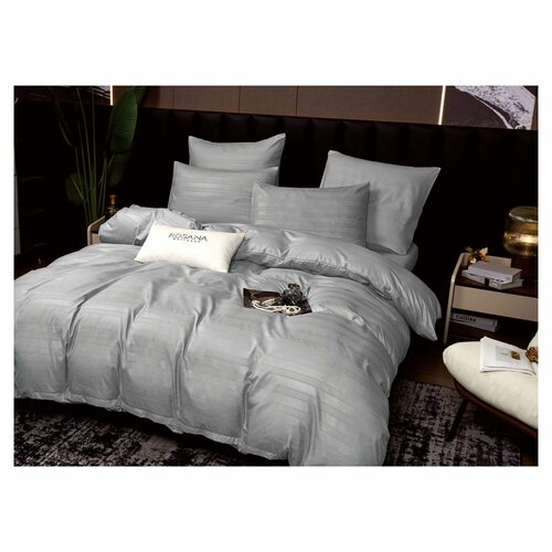 Комплект постельного белья Fvnana, Страйп-сатин, 1,5 спальный, наволочки 70x70 (2шт), пододеяльник на молнии