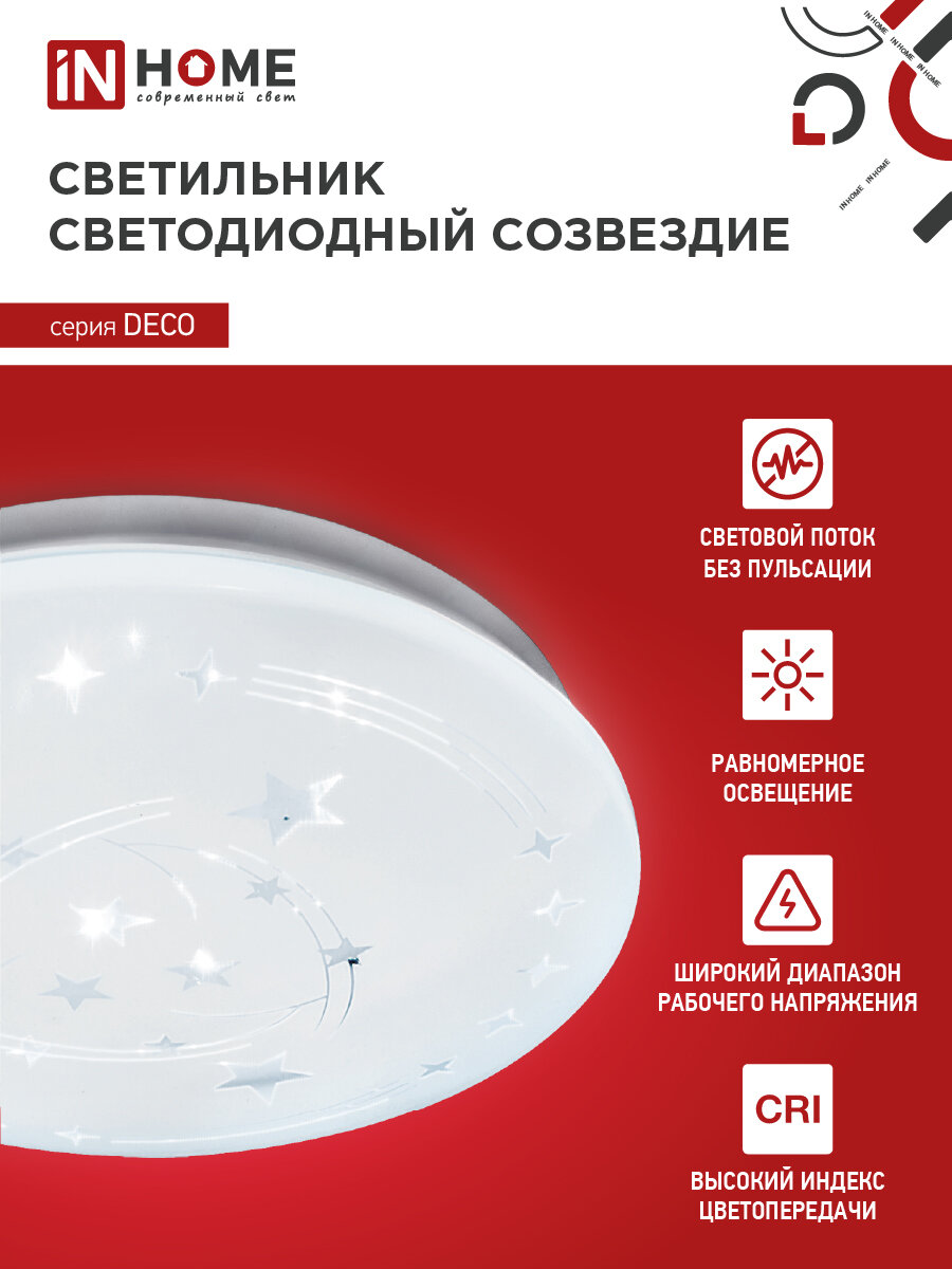 светильник светодиодный In Home Deco Cозвездие LED 18Вт 1170Лм 6500К белый - фото №4