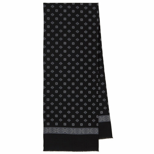 фото Шарф павловопосадская платочная мануфактура,140х27 см, one size, серый, черный